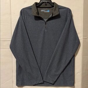 Blue Zip Up Sweater with Stand-Up Collar